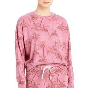 Sundry Pink Palm Tree Print  Sweatshirt Large